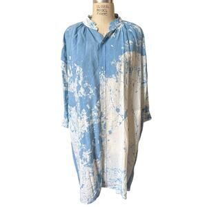 Caron Callahan Oversized Button Down Shirt Dress in Tumbled Blue Size Medium